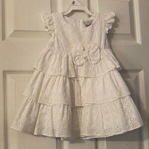 Rare Editions White Tiered Eyelet Dress
